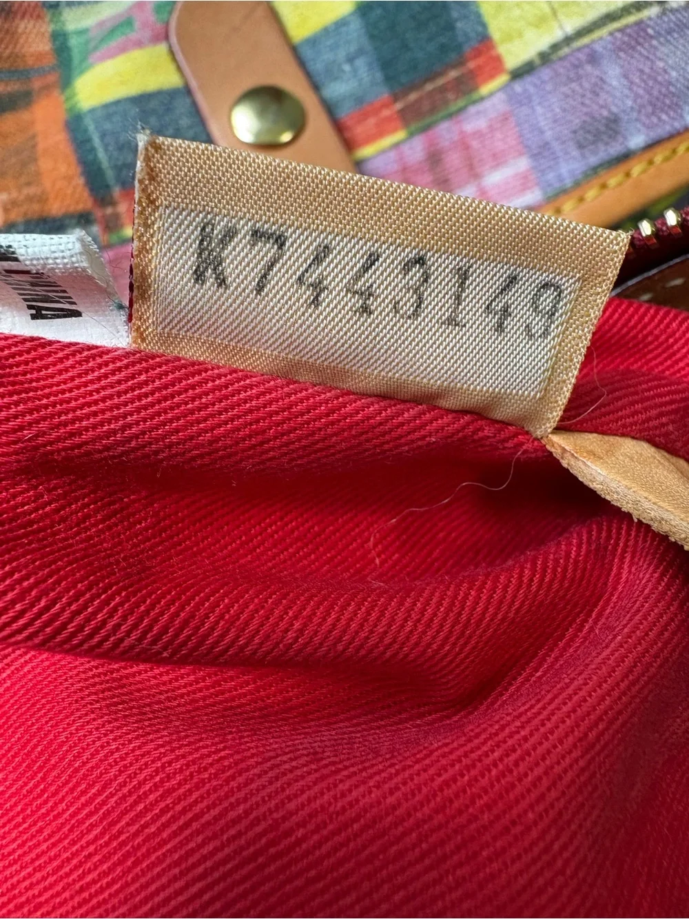 RARE Vtg Dooney & Bourke Picnic with Ants Madras Plaid Hobo Bag | Y2K Boho Chic - Picture 3 of 14